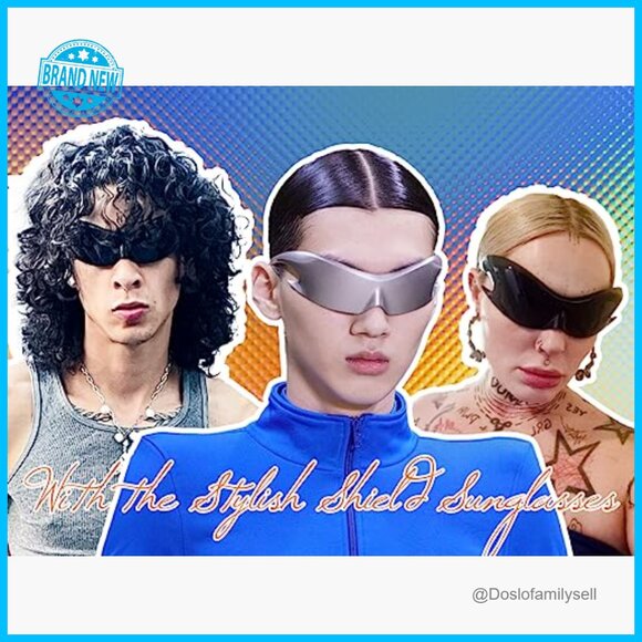 Futuristic Y2K Sunglasses Wrap Around Shield Lenses UV400 Protection Unisex main image 7